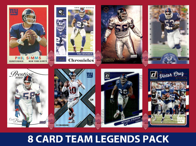 New York Giants 8 Card Legends Pack Donruss Topps Panini LT Eli Manning Strahan plaque