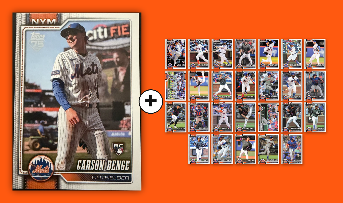 2026 Topps New York Mets Team Set + Carson Benge Exclusive Rookie #699 (27 Cards)