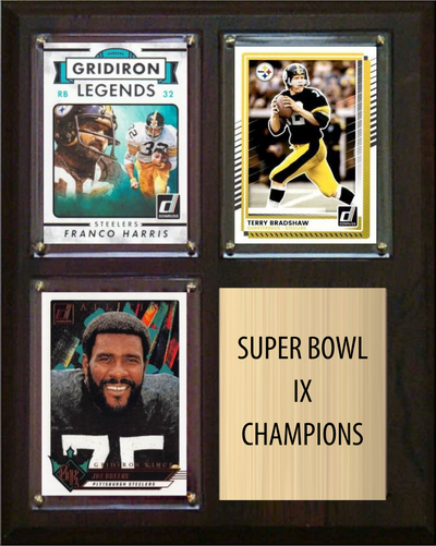 Pittsburgh Steelers Super Bowl IX Champions 8x10 3-Card Plaque