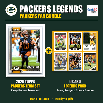 Green Bay Packers Legends Football Fan Bundle - 2026 Topps Team Set + 6 Card Legends Pack