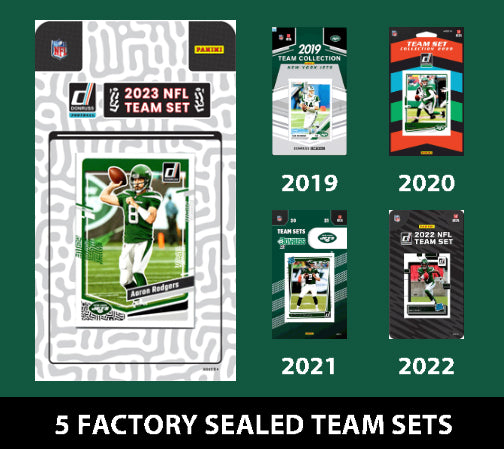 2023 Donruss New York Jets Team Set MultiPack 2023 2022 2021 2020 2019 Rodgers Sauce Namath