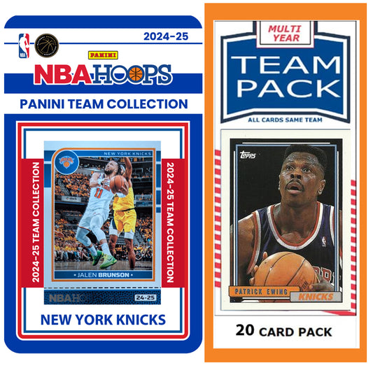 New York Knicks Multiyear Pack 20 Cards Ewing + 2024 2025 HOOPS Team Set Brunson