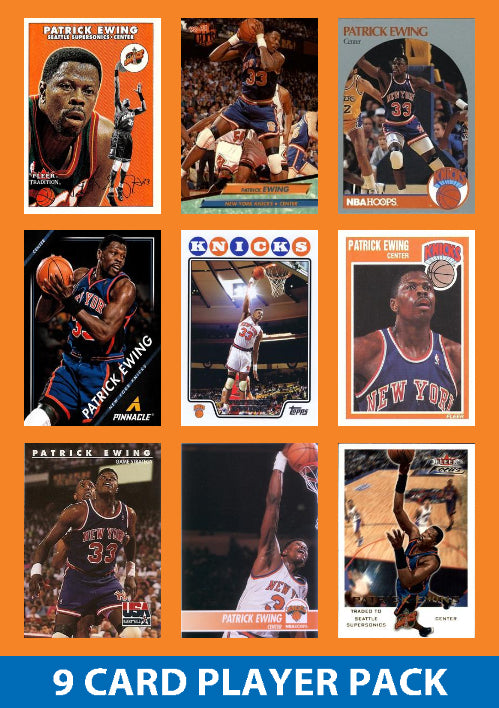 Patrick Ewing 9 Card Player Pack 2023-24 Hoops Panini New York Knicks plaque