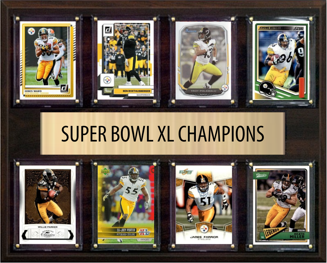 Pittsburgh Steelers Super Bowl XL 40 Champions 12" x 15" Eight-Card plaque