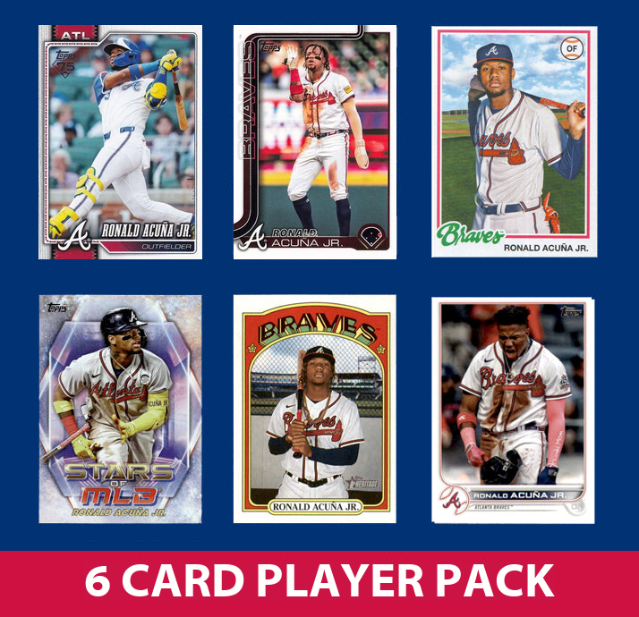 Ronald Acuna Jr 6 Card Player Pack 2025 2024 2023 Topps Bowman Atlanta Braves