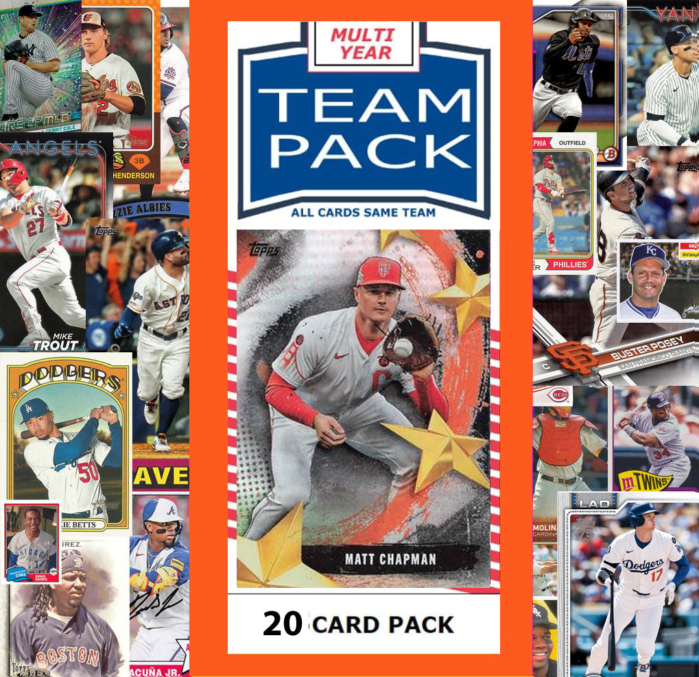 20 Card Multiyear Team Pack San Francisco Giants 2024 2023 2025 Matt Chapman Topps Stadium Club Archives Chrome Heritage Bowman