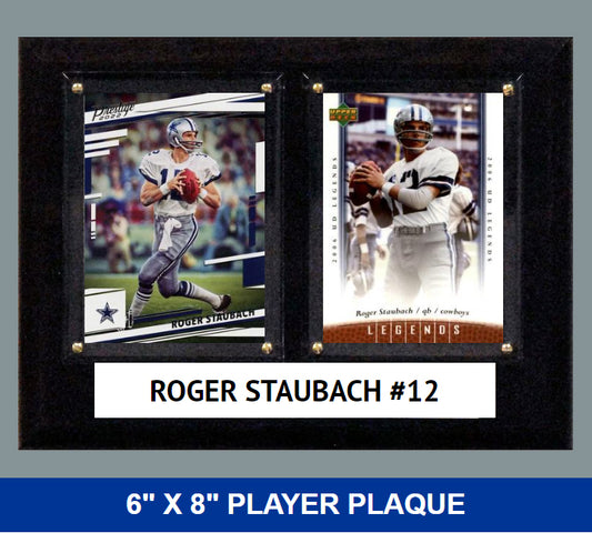 Roger Staubach Dallas Cowboys Donruss Panini Topps Plaque 6x8