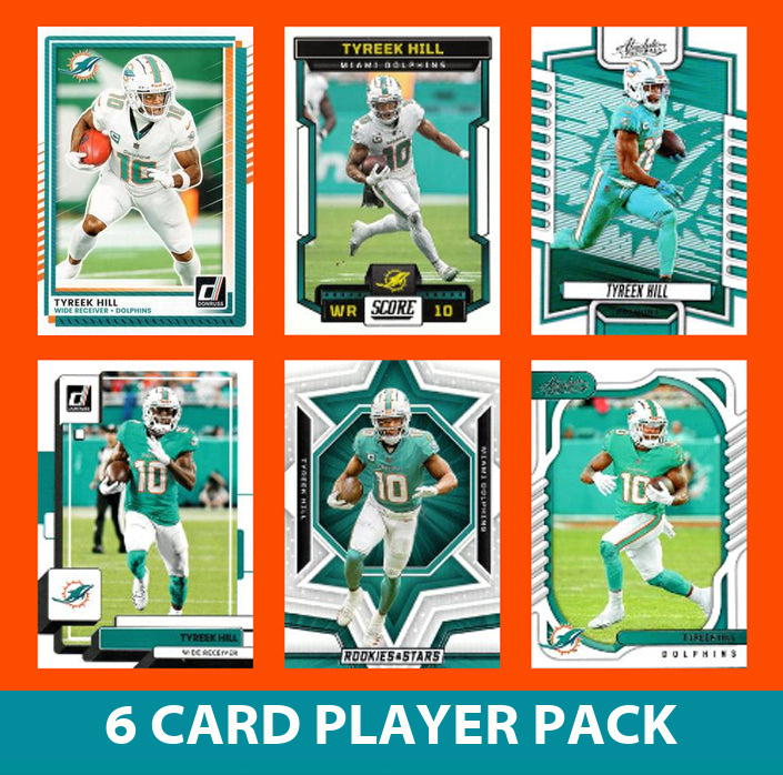 Tyreek Hill 6 Card Player Pack 2023 2024 2025 Donruss Panini Score Miami Dolphins