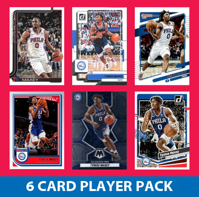 Tyrese Maxey 6 Card Player Pack 2023-24 Hoops Panini Philadelphia 76ers Sixers