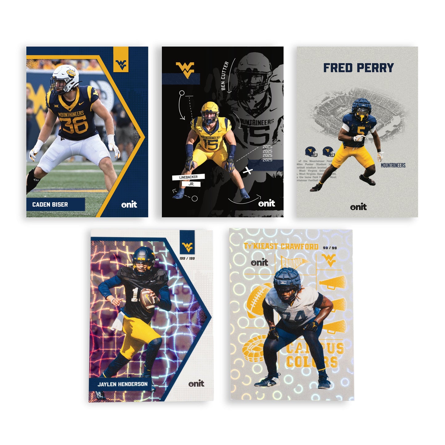 West Virginia University Football 2025 Trading Cards - Platinum Box hand-collated team set