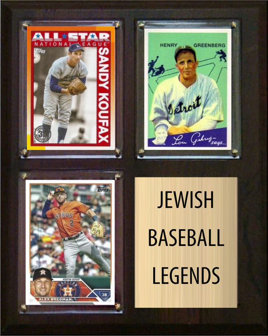 Jewish Baseball Legends 8x10 plaque with Sandy Koufax and licensed cards