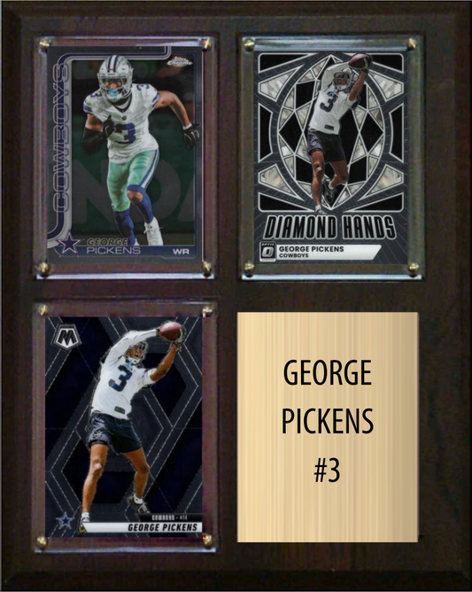 George Pickens Dallas Cowboys 8x10 plaque with 3 cards