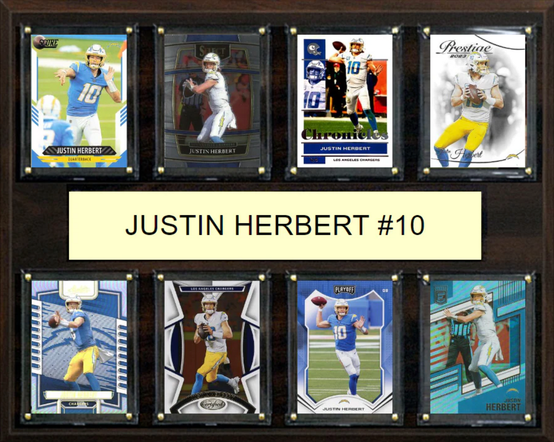 Justin Herbert trading card plaque