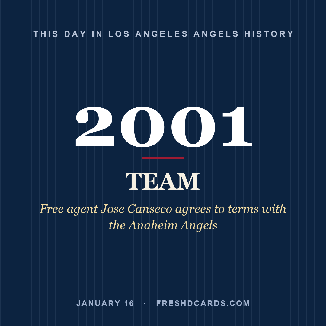 Los Angeles Angels: Los Angeles Angels, 2001, Free agent Jose Canseco agrees to terms with the Anaheim Angels