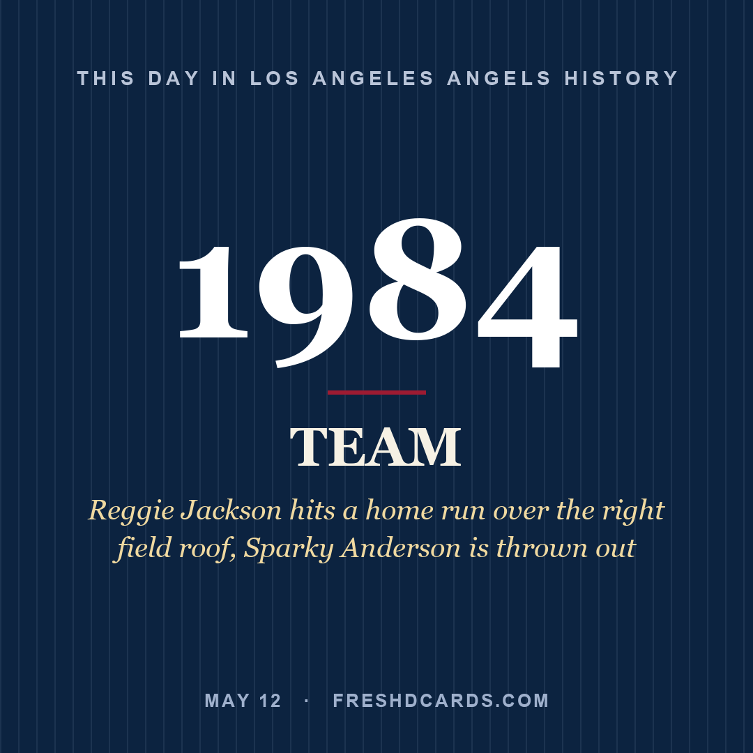 Los Angeles Angels: Los Angeles Angels, 1984, Reggie Jackson hits a home run over the right field roof, Sparky Anderson is thrown out