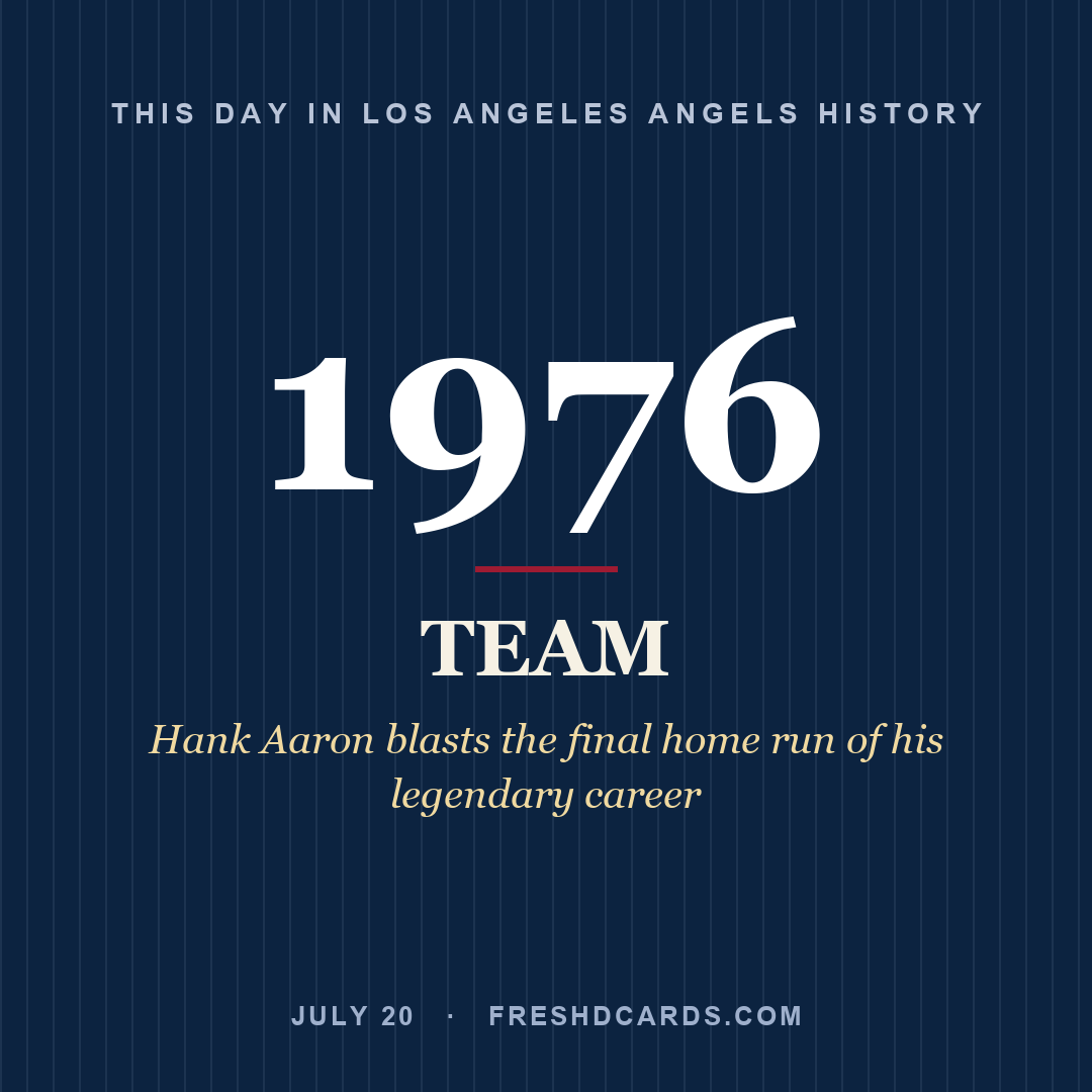Los Angeles Angels: Los Angeles Angels, 1976, Hank Aaron blasts the final home run of his legendary career