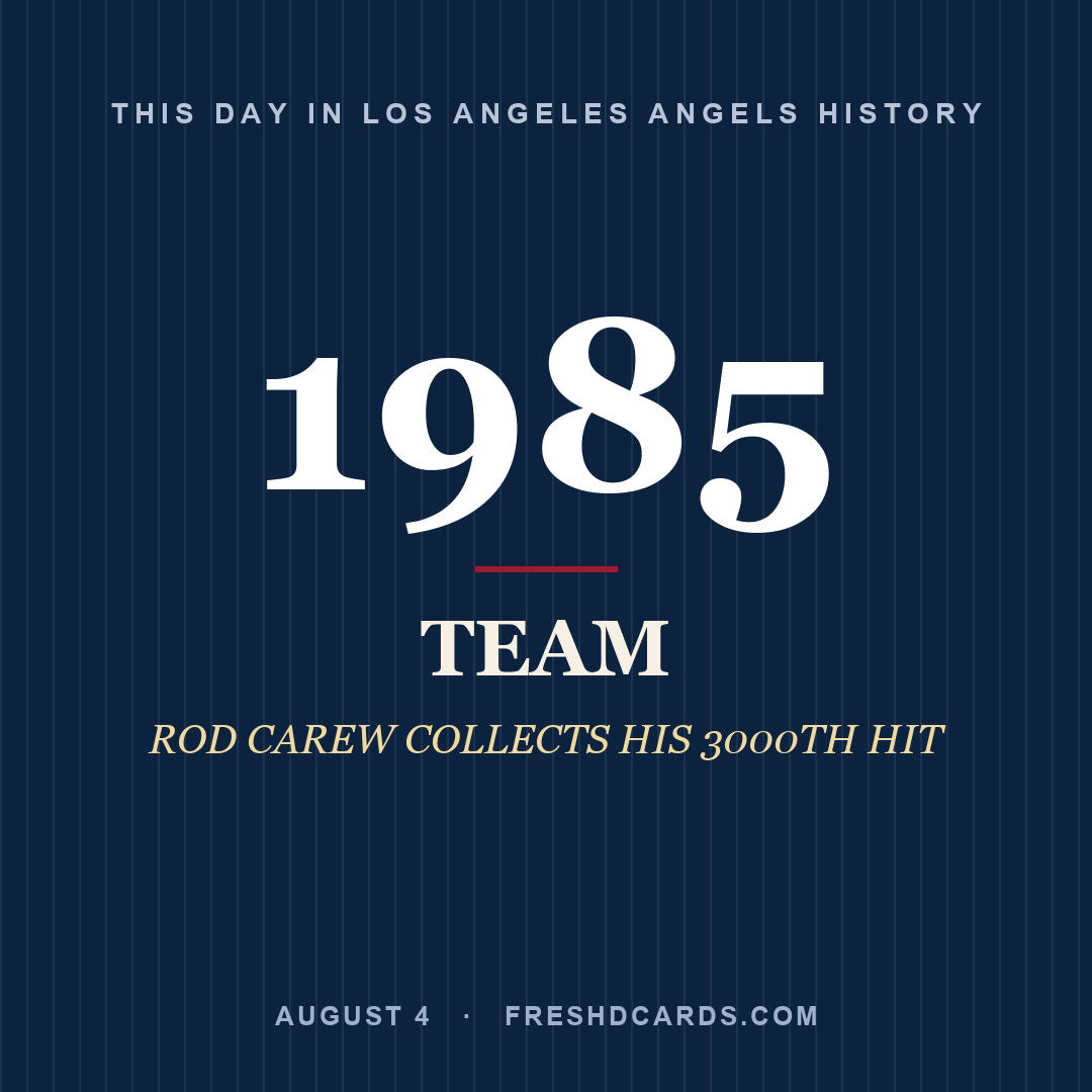 Los Angeles Angels: Los Angeles Angels, 1985, ROD CAREW COLLECTS HIS 3000TH HIT