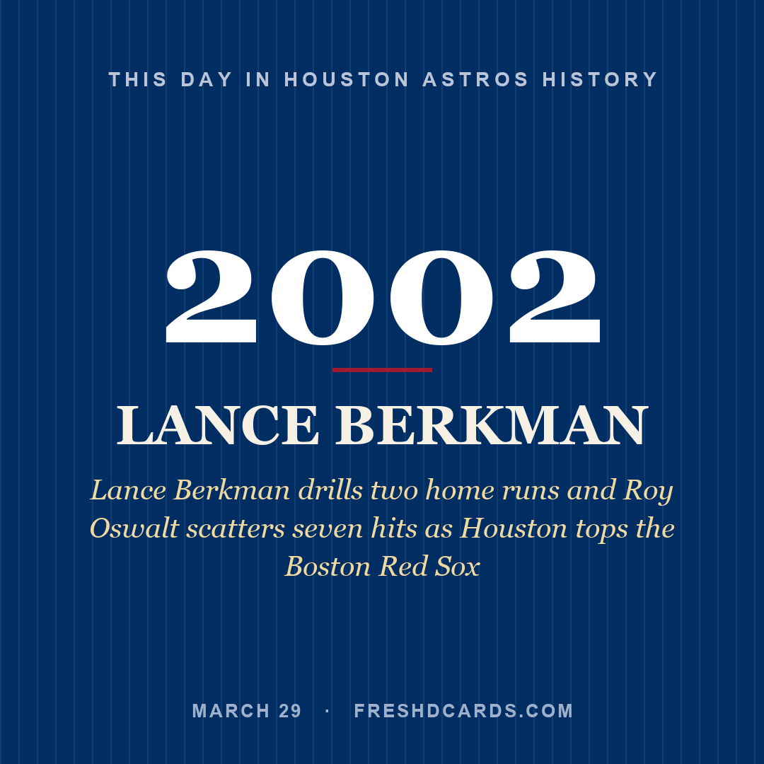 Houston Astros: Lance Berkman, 2002, Lance Berkman drills two home runs and Roy Oswalt scatters seven hits as Houston tops the Boston Red Sox