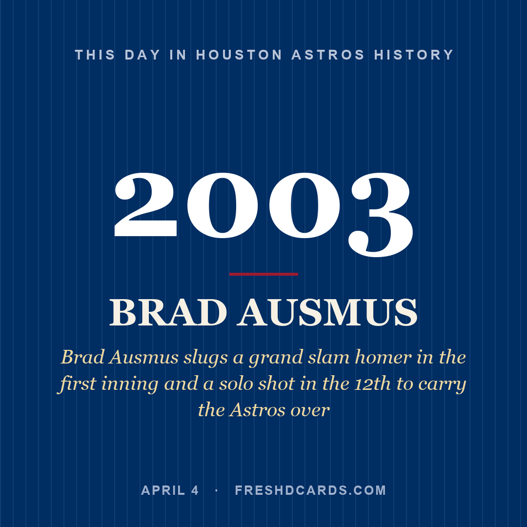 Houston Astros: Brad Ausmus, 2003, Brad Ausmus slugs a grand slam homer in the first inning and a solo shot in the 12th to carry the Astros over