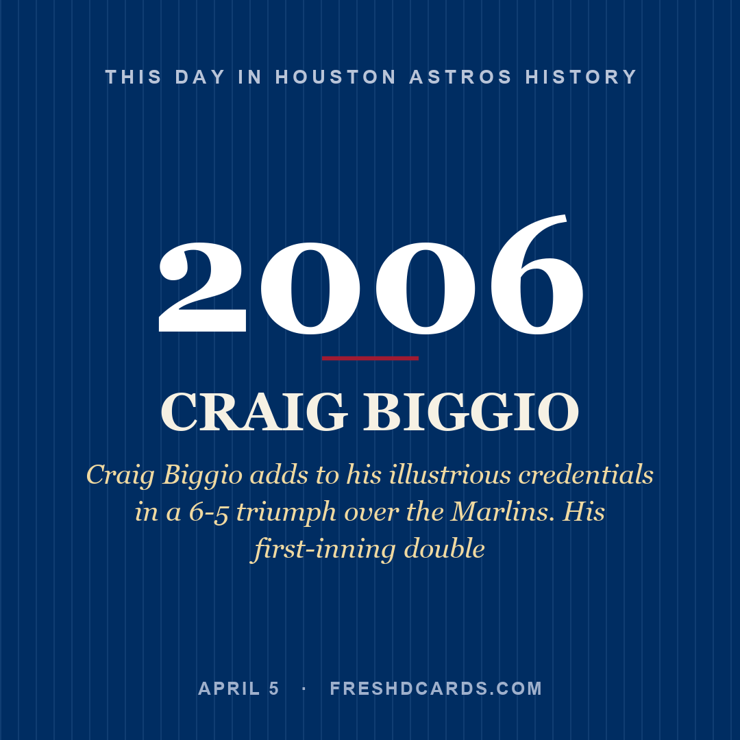 Houston Astros: Craig Biggio, 2006, Craig Biggio adds to his illustrious credentials in a 6-5 triumph over the Marlins. His first-inning double