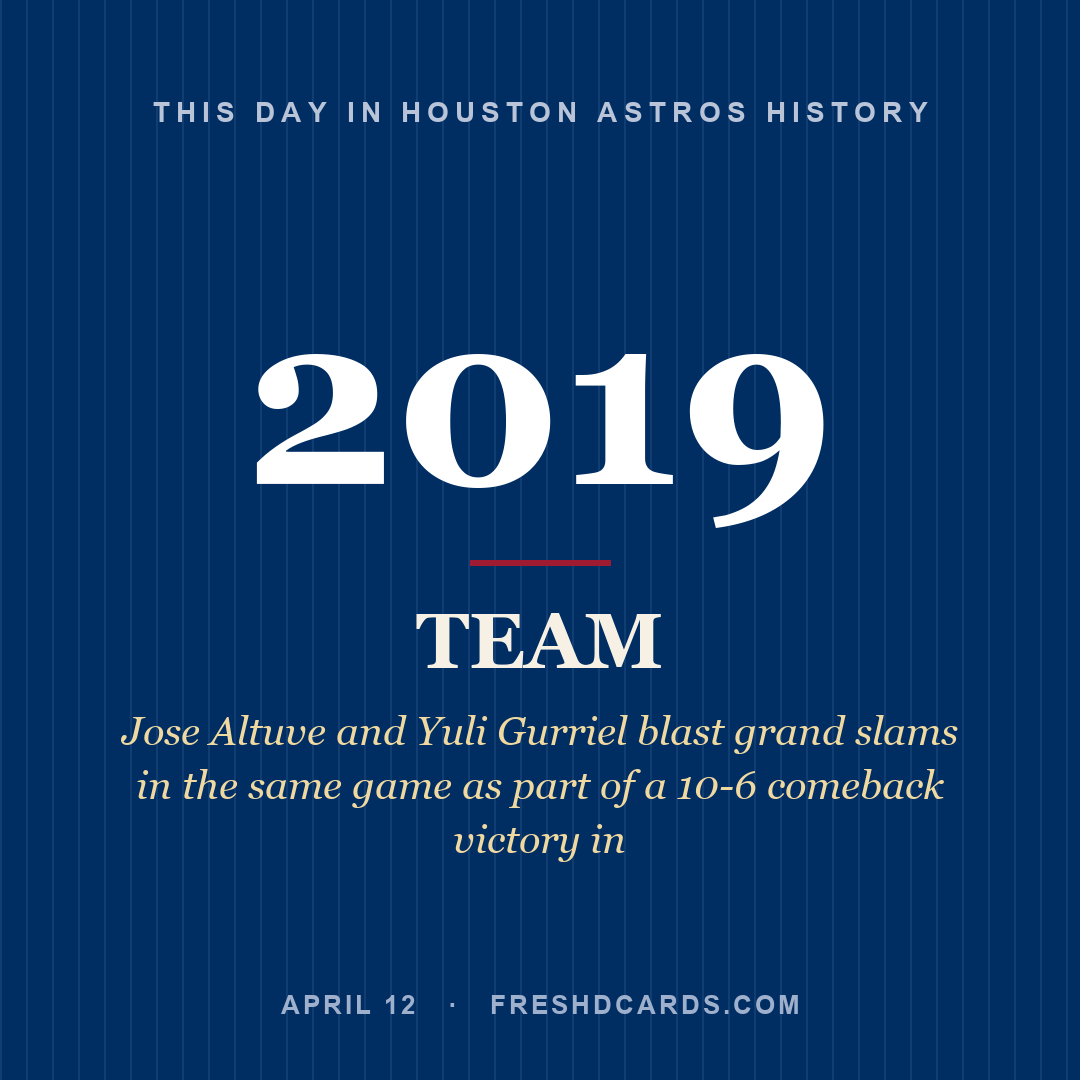 Houston Astros: Houston Astros, 2019, Jose Altuve and Yuli Gurriel blast grand slams in the same game as part of a 10-6 comeback victory in