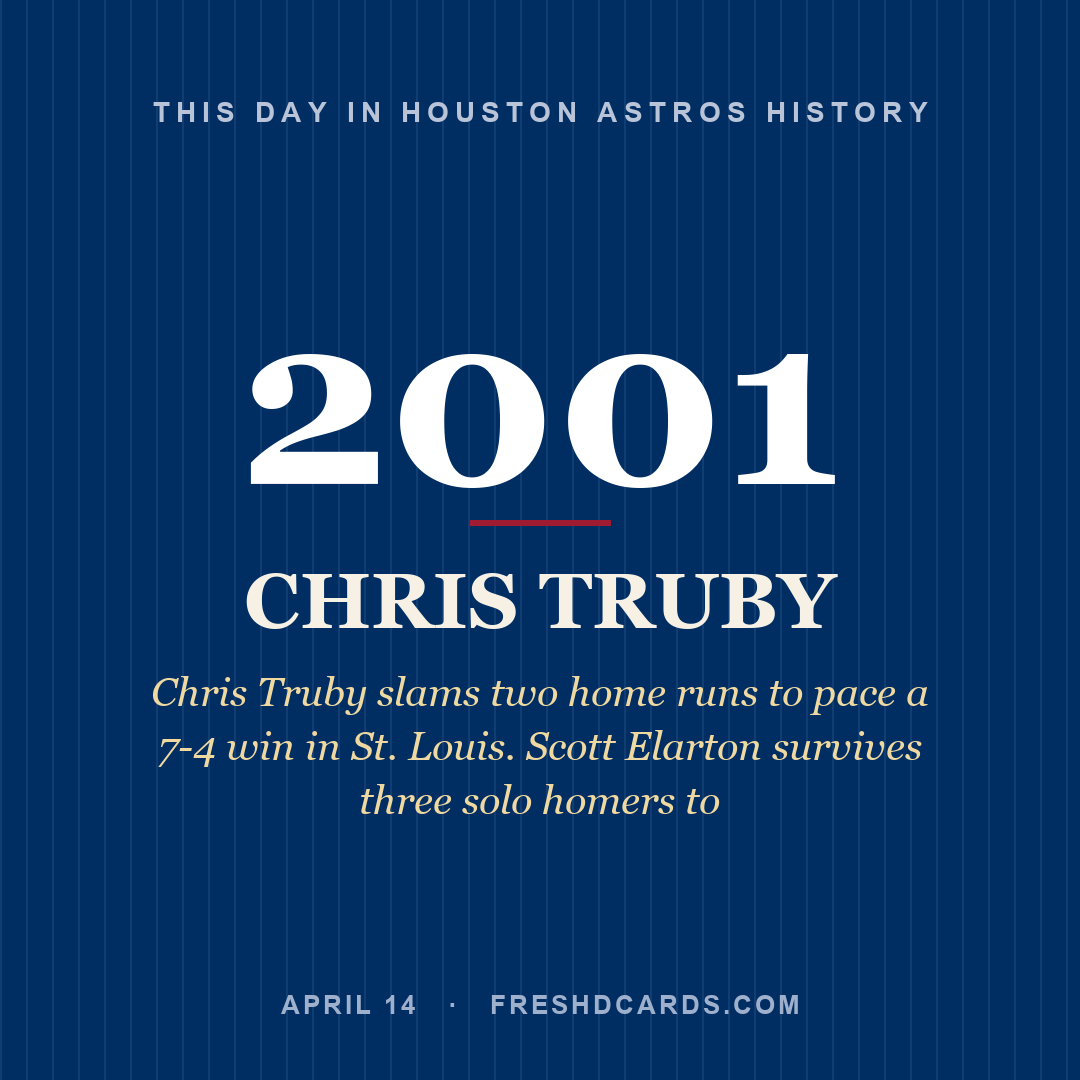 Houston Astros: Chris Truby, 2001, Chris Truby slams two home runs to pace a 7-4 win in St. Louis. Scott Elarton survives three solo homers to
