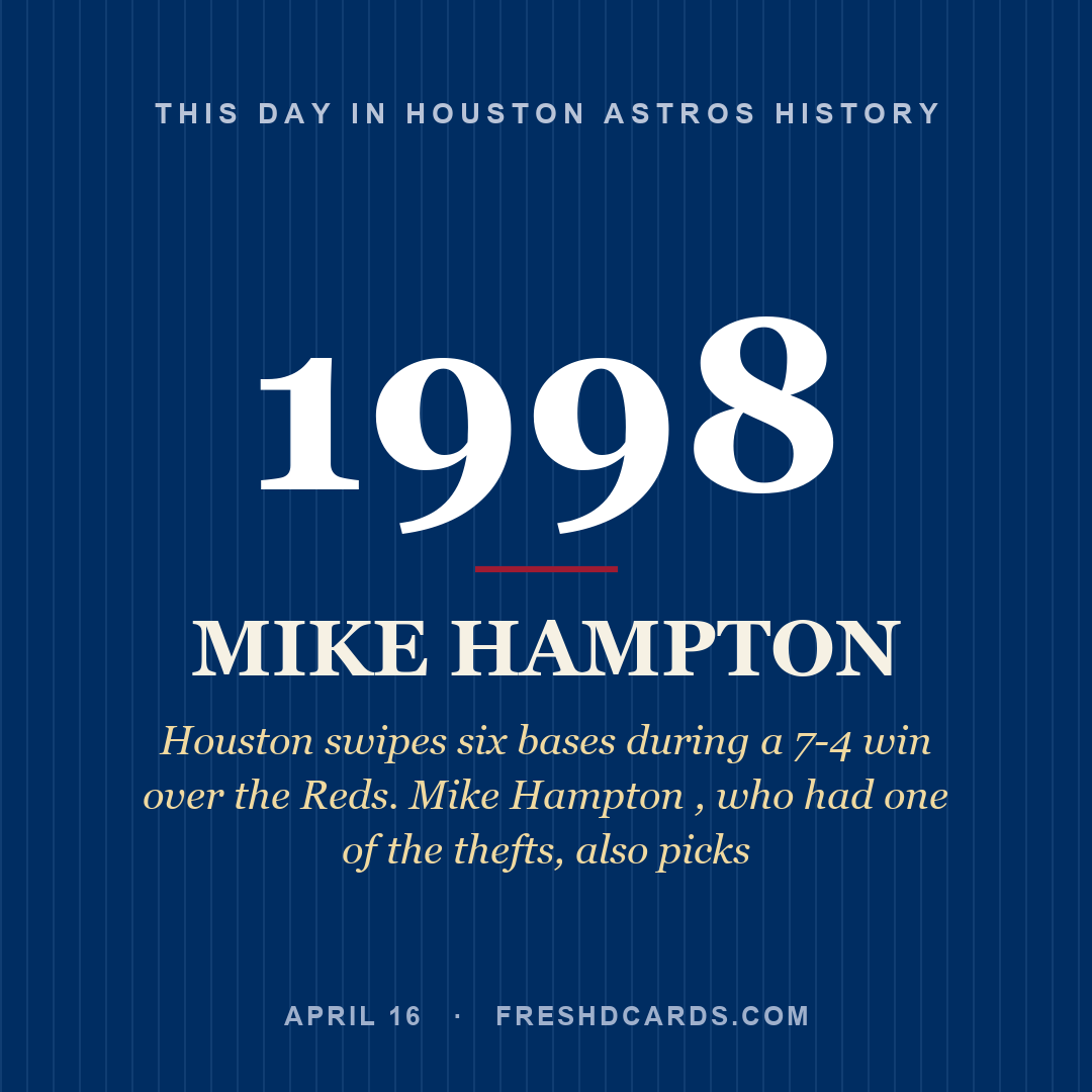 Houston Astros: Mike Hampton, 1998, Houston swipes six bases during a 7-4 win over the Reds. Mike Hampton , who had one of the thefts, also picks