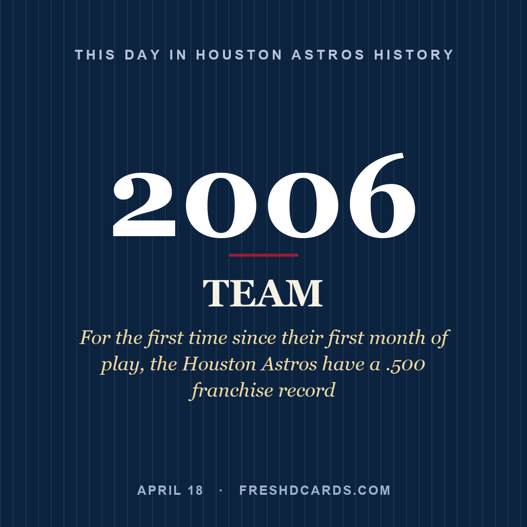 Houston Astros: Houston Astros, 2006, For the first time since their first month of play, the Houston Astros have a .500 franchise record