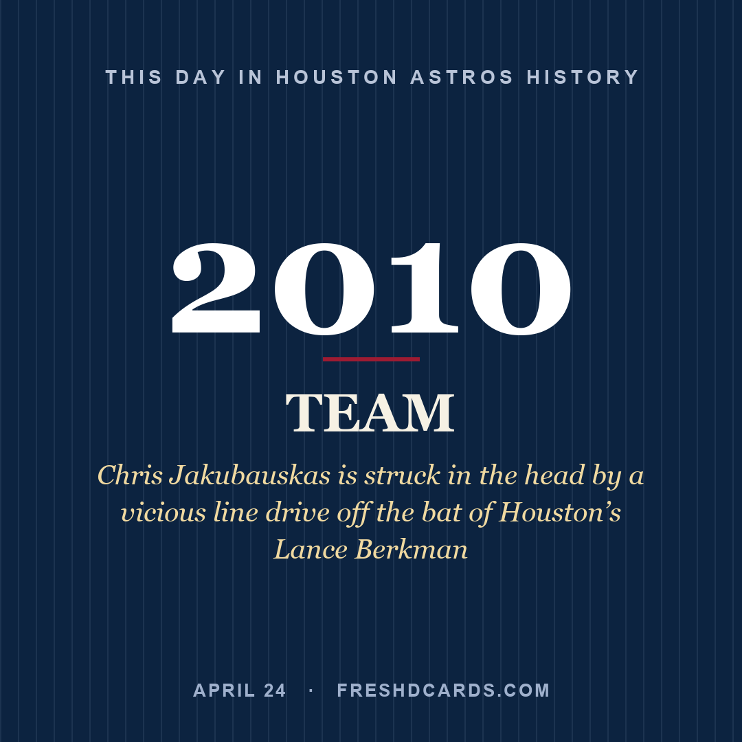 Houston Astros: Houston Astros, 2010, Chris Jakubauskas is struck in the head by a vicious line drive off the bat of Houston’s Lance Berkman