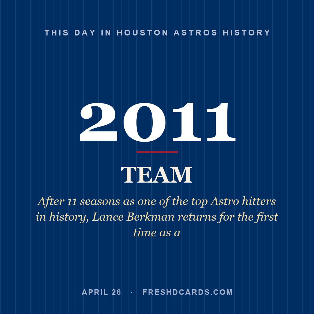 Houston Astros: Houston Astros, 2011, After 11 seasons as one of the top Astro hitters in history, Lance Berkman returns for the first time as a