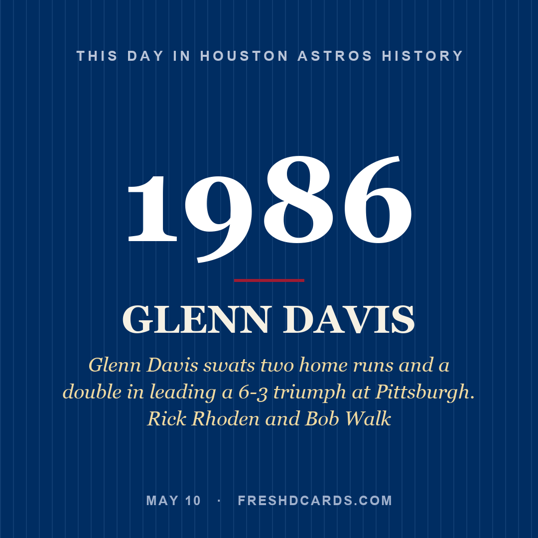 Houston Astros: Glenn Davis, 1986, Glenn Davis swats two home runs and a double in leading a 6-3 triumph at Pittsburgh. Rick Rhoden and Bob Walk