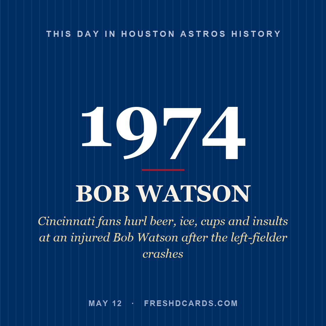 Houston Astros: Bob Watson, 1974, Cincinnati fans hurl beer, ice, cups and insults at an injured Bob Watson after the left-fielder crashes