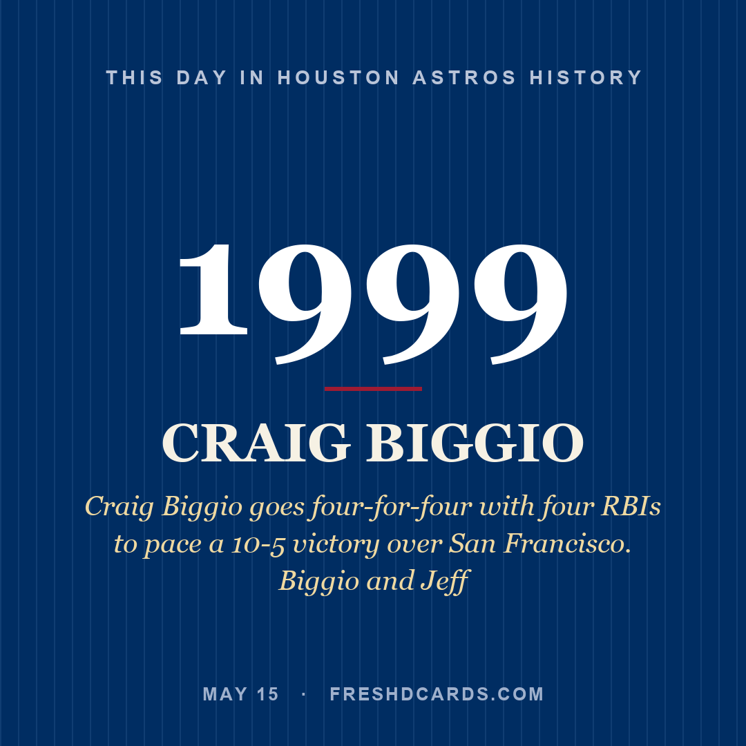 Houston Astros: Craig Biggio, 1999, Craig Biggio goes four-for-four with four RBIs to pace a 10-5 victory over San Francisco. Biggio and Jeff