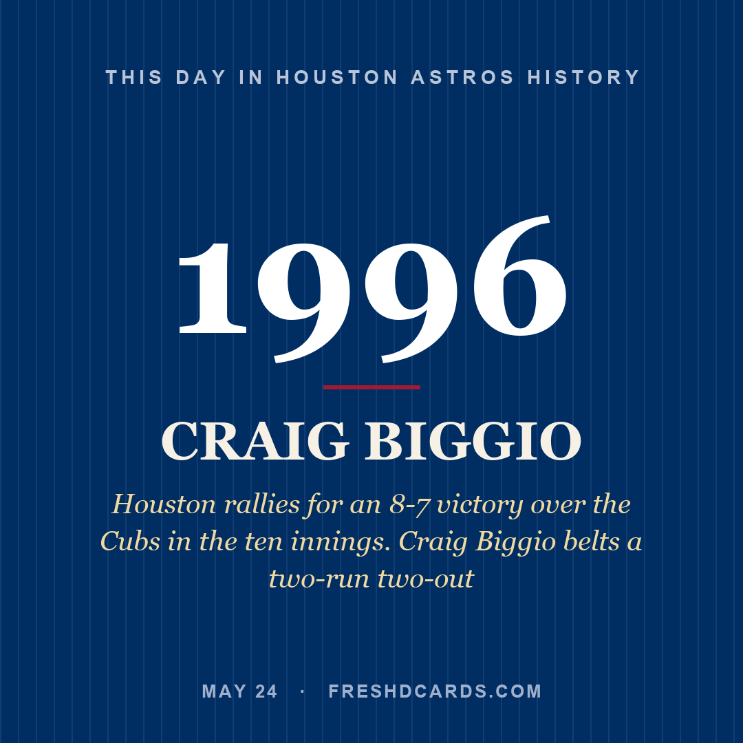Houston Astros: Craig Biggio, 1996, Houston rallies for an 8-7 victory over the Cubs in the ten innings. Craig Biggio belts a two-run two-out