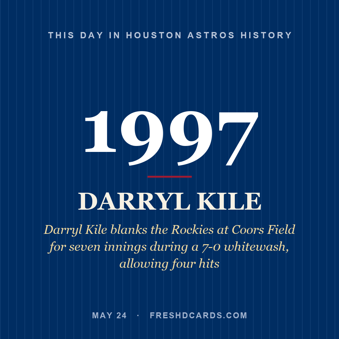 Houston Astros: Darryl Kile, 1997, Darryl Kile blanks the Rockies at Coors Field for seven innings during a 7-0 whitewash, allowing four hits