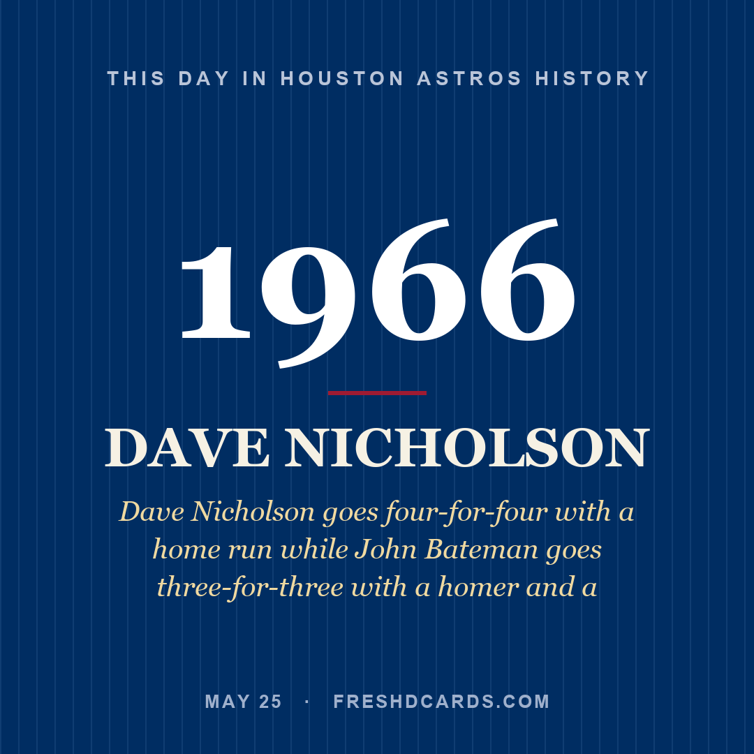Houston Astros: Dave Nicholson, 1966, Dave Nicholson goes four-for-four with a home run while John Bateman goes three-for-three with a homer and a