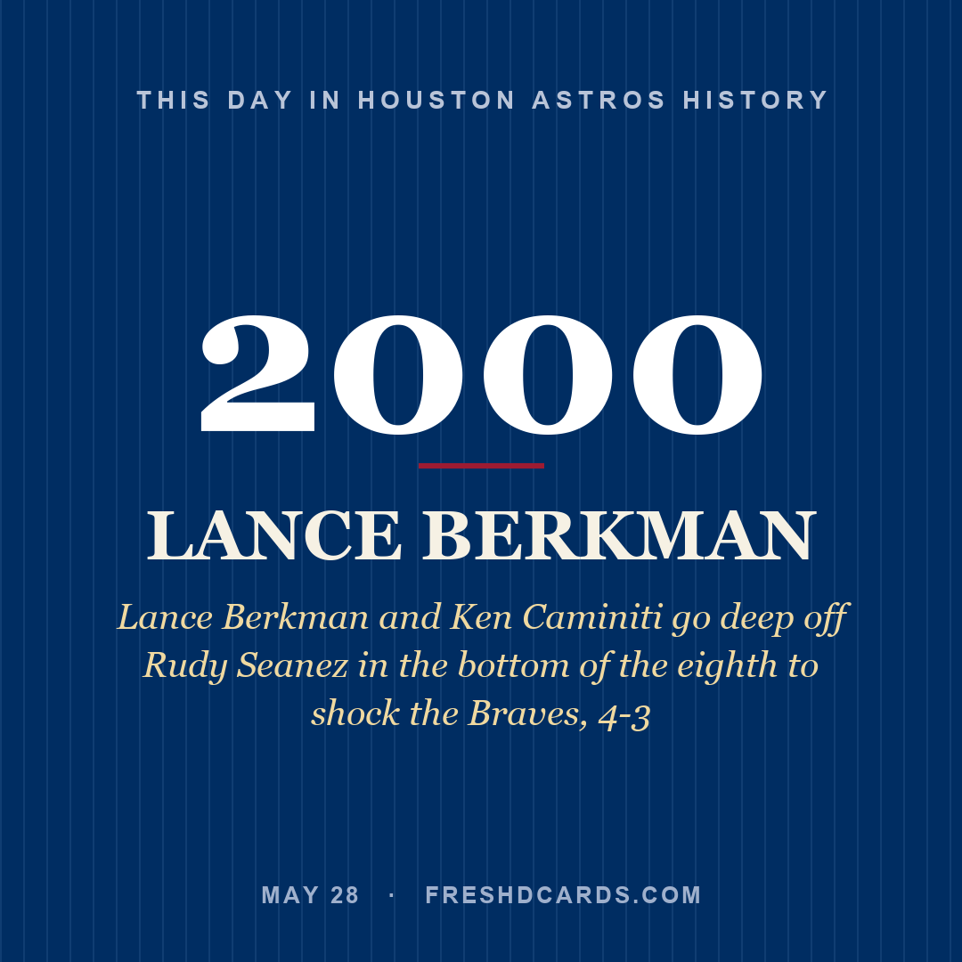 Houston Astros: Lance Berkman, 2000, Lance Berkman and Ken Caminiti go deep off Rudy Seanez in the bottom of the eighth to shock the Braves, 4-3
