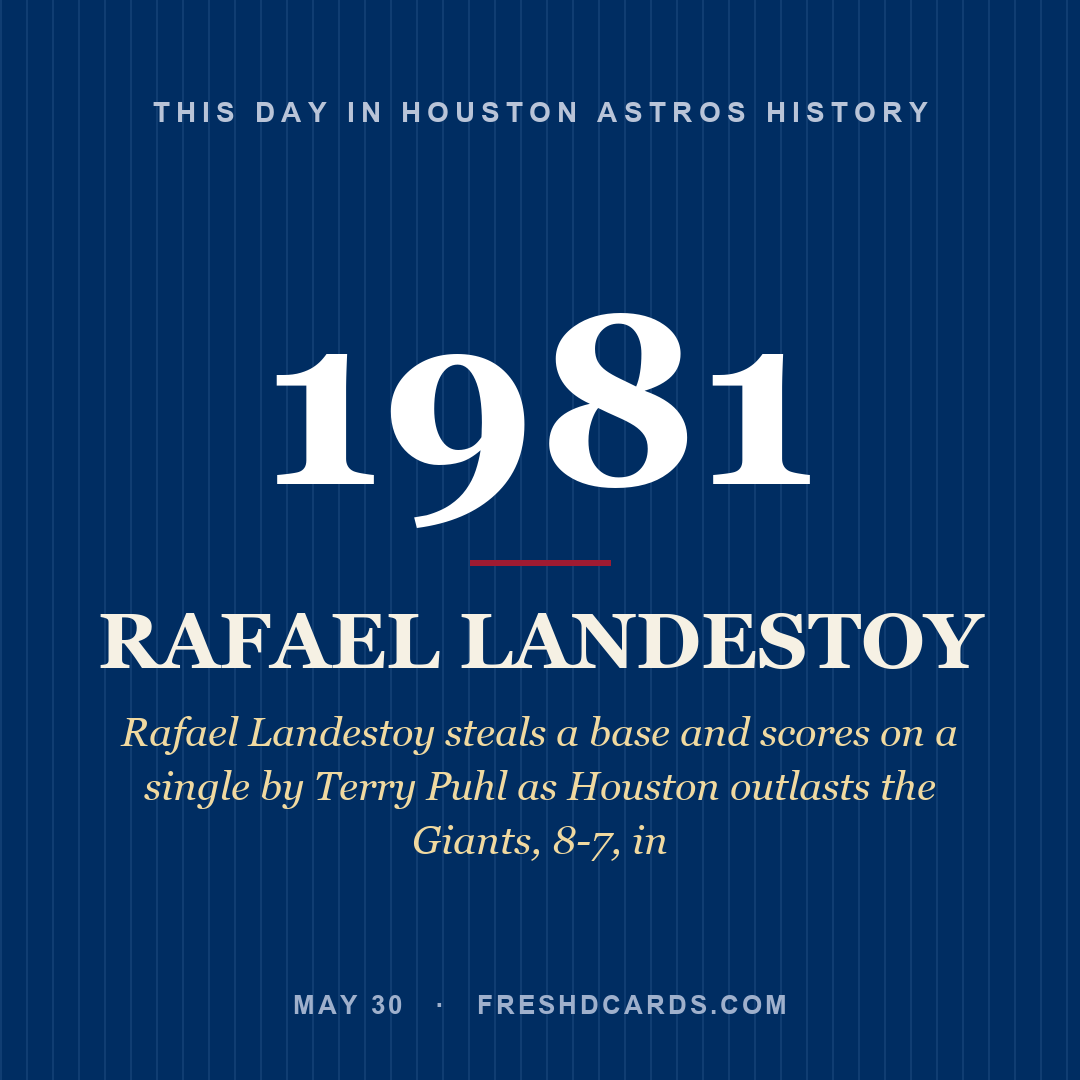 Houston Astros: Rafael Landestoy, 1981, Rafael Landestoy steals a base and scores on a single by Terry Puhl as Houston outlasts the Giants, 8-7, in