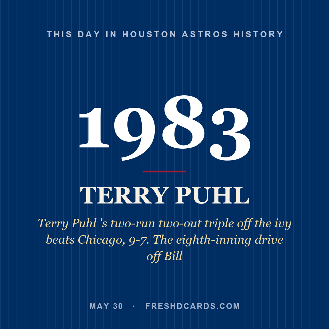 Houston Astros: Terry Puhl, 1983, Terry Puhl 's two-run two-out triple off the ivy beats Chicago, 9-7. The eighth-inning drive off Bill