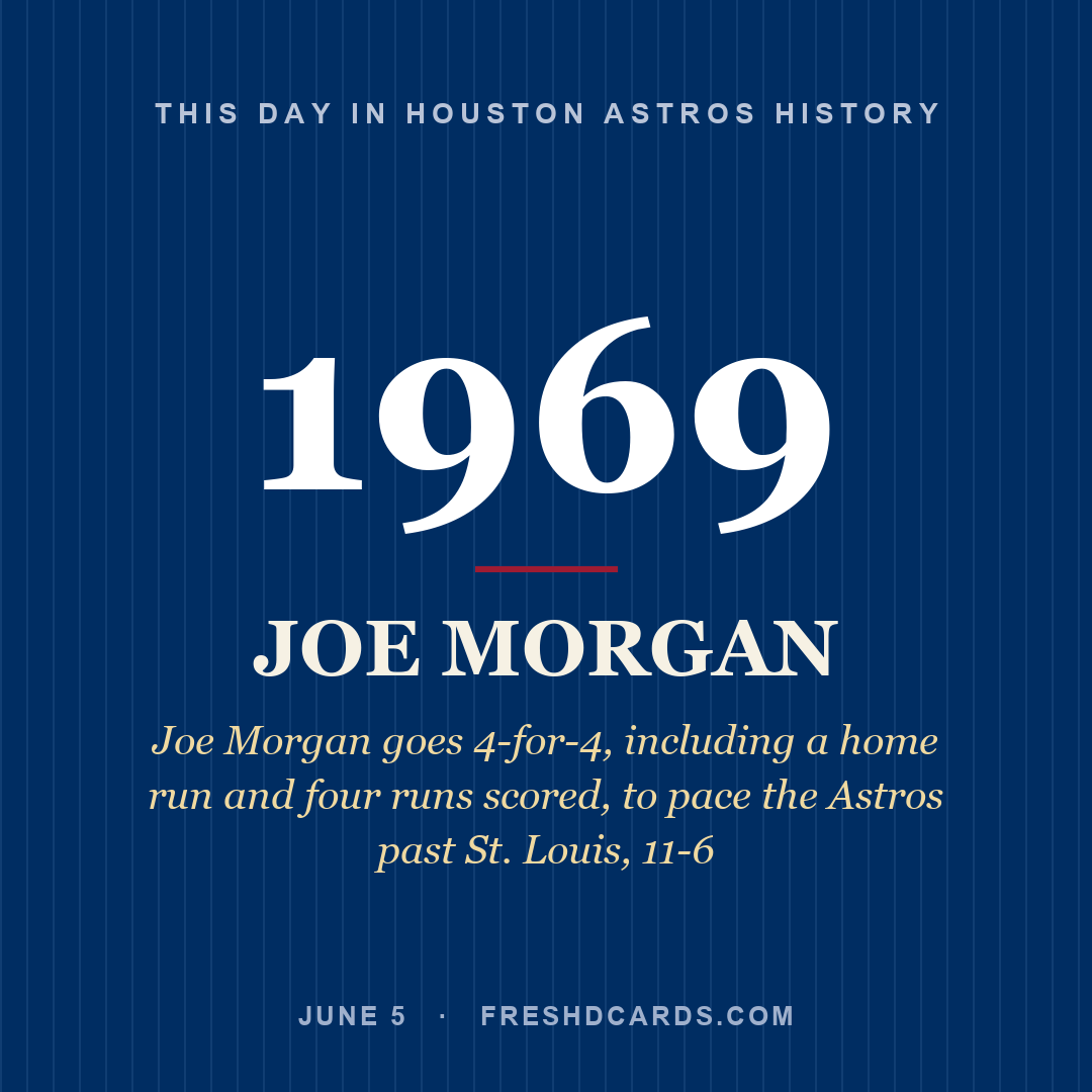 Houston Astros: Joe Morgan, 1969, Joe Morgan goes 4-for-4, including a home run and four runs scored, to pace the Astros past St. Louis, 11-6