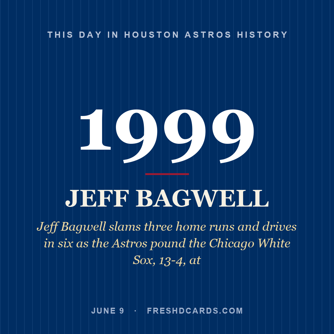 Houston Astros: Jeff Bagwell, 1999, Jeff Bagwell slams three home runs and drives in six as the Astros pound the Chicago White Sox, 13-4, at