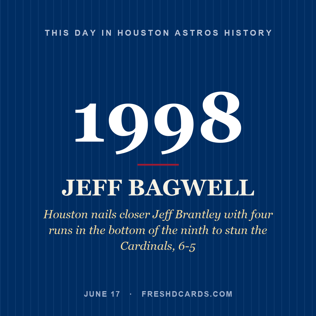 Houston Astros: Jeff Bagwell, 1998, Houston nails closer Jeff Brantley with four runs in the bottom of the ninth to stun the Cardinals, 6-5