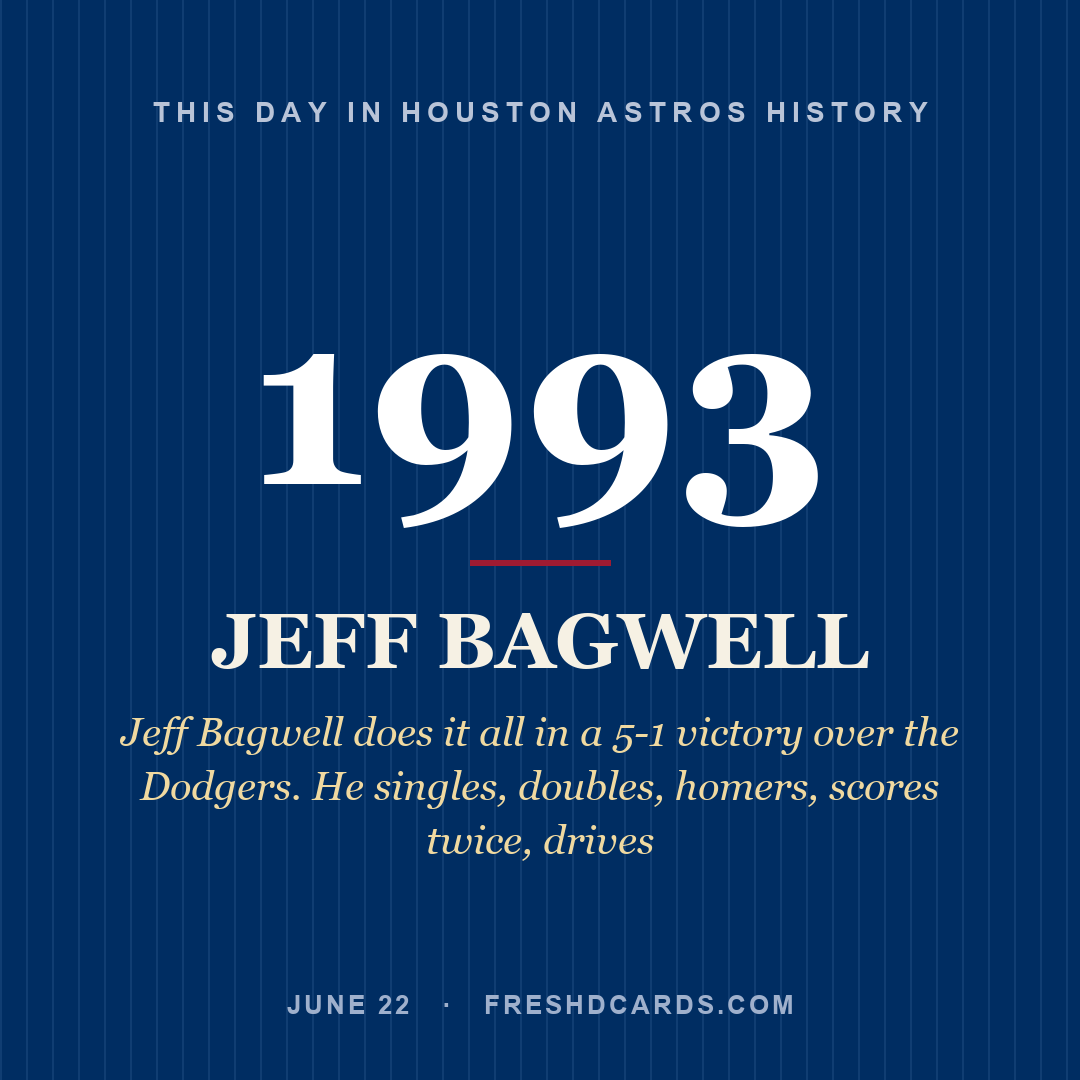 Houston Astros: Jeff Bagwell, 1993, Jeff Bagwell does it all in a 5-1 victory over the Dodgers. He singles, doubles, homers, scores twice, drives