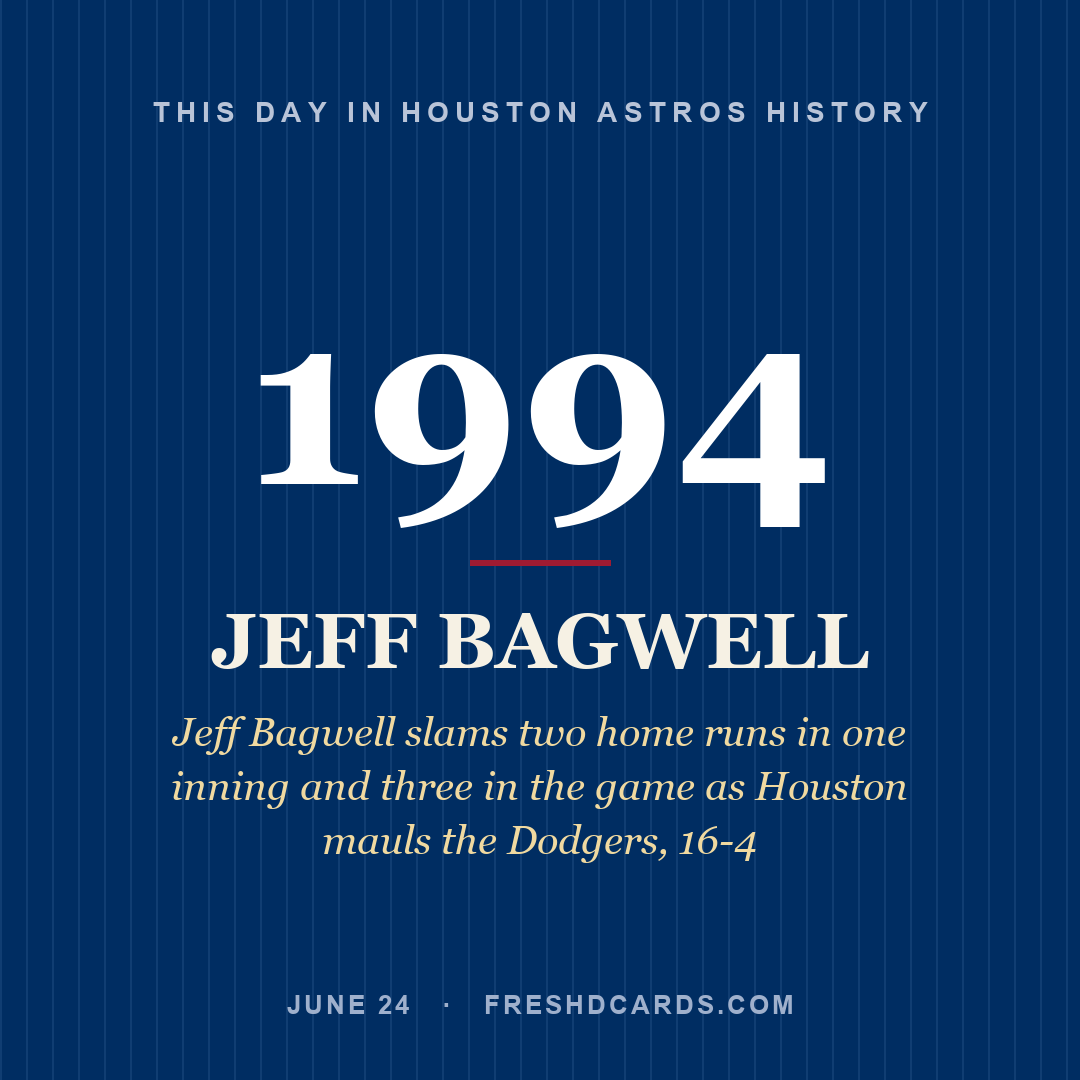 Houston Astros: Jeff Bagwell, 1994, Jeff Bagwell slams two home runs in one inning and three in the game as Houston mauls the Dodgers, 16-4