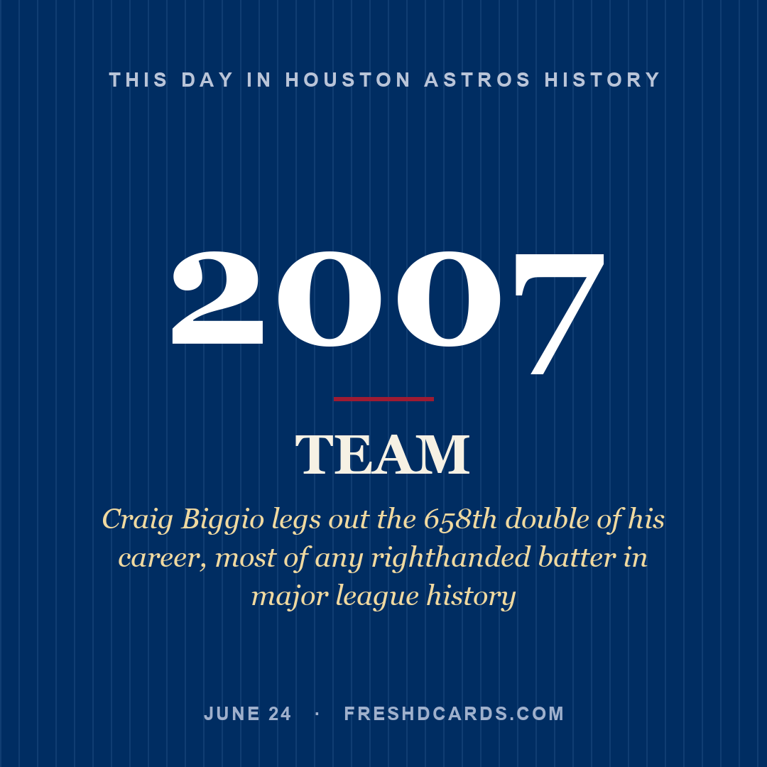 Houston Astros: Houston Astros, 2007, Craig Biggio legs out the 658th double of his career, most of any righthanded batter in major league history