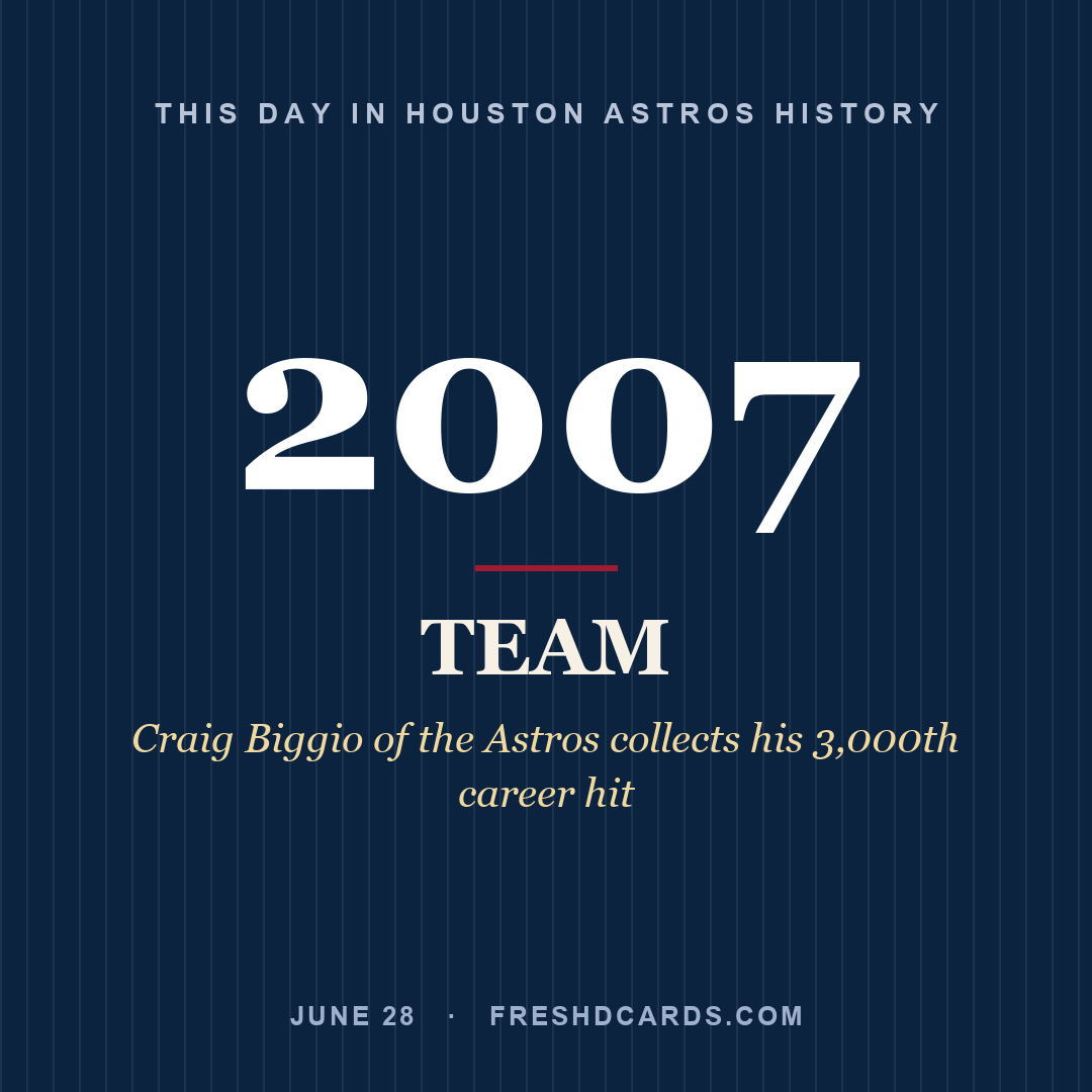 Houston Astros: Houston Astros, 2007, Craig Biggio of the Astros collects his 3,000th career hit