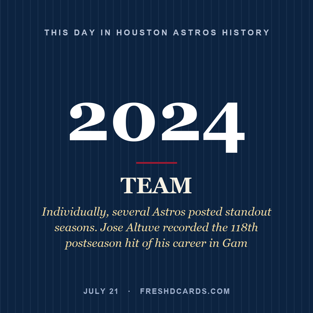 Houston Astros: Houston Astros, 2024, Individually, several Astros posted standout seasons. Jose Altuve recorded the 118th postseason hit of his career in Gam