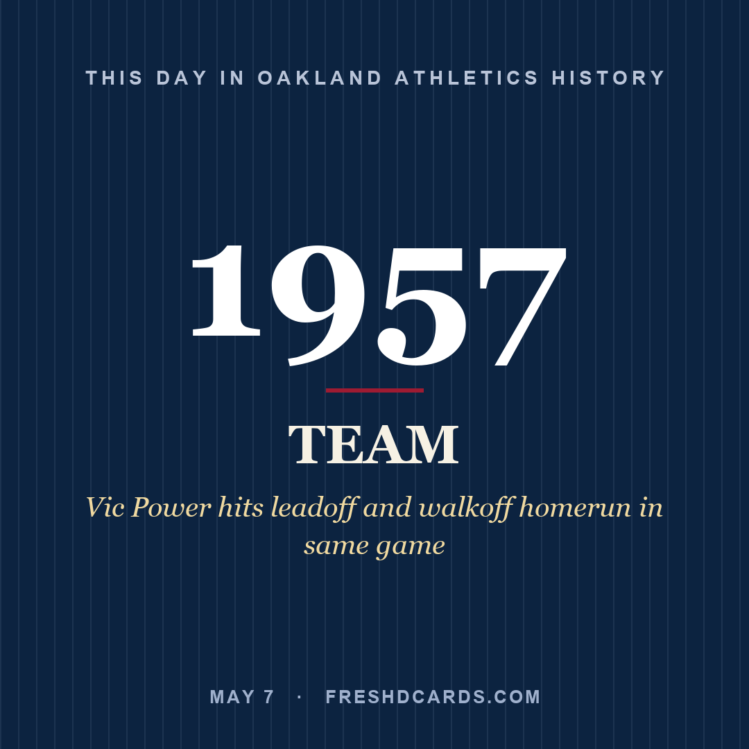 Oakland Athletics: Oakland Athletics, 1957, Vic Power hits leadoff and walkoff homerun in same game