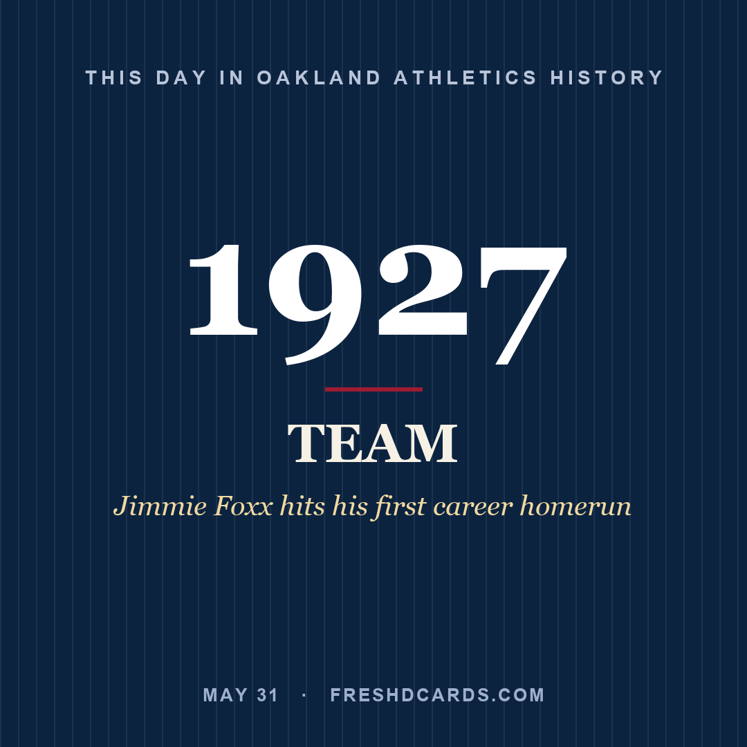 Oakland Athletics: Oakland Athletics, 1927, Jimmie Foxx hits his first career homerun