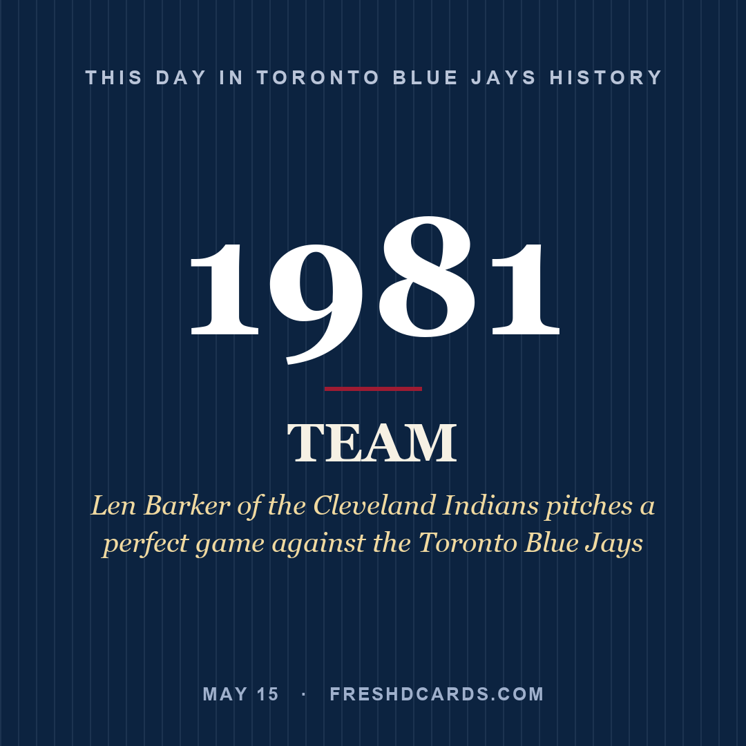 Toronto Blue Jays: Toronto Blue Jays, 1981, Len Barker of the Cleveland Indians pitches a perfect game against the Toronto Blue Jays